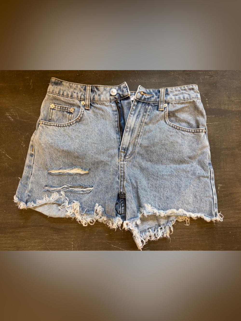 Princess Polly Light Blue Distressed Denim Cutoff Shorts